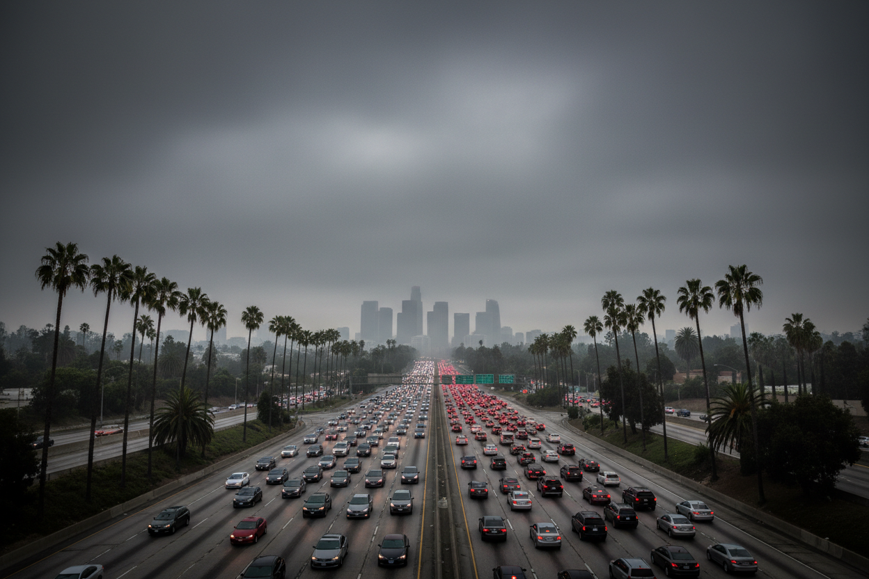 los angeles gloomy traffic